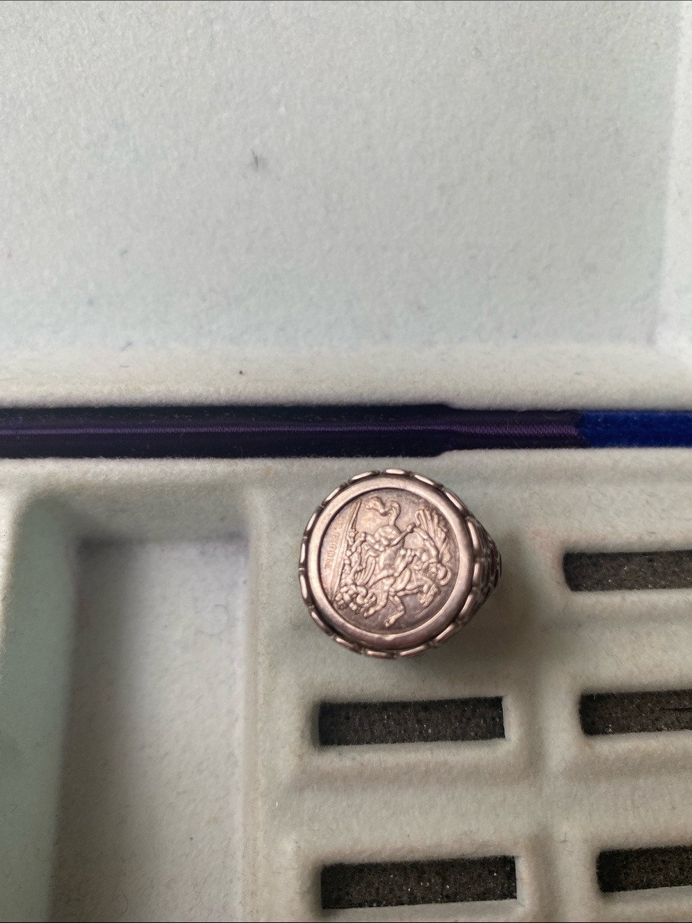 St George & the dragon sliver 925 handmade coin motif ring